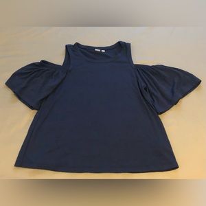 Gap Cold Shoulder Bell Sleeve Blue Top Size Small